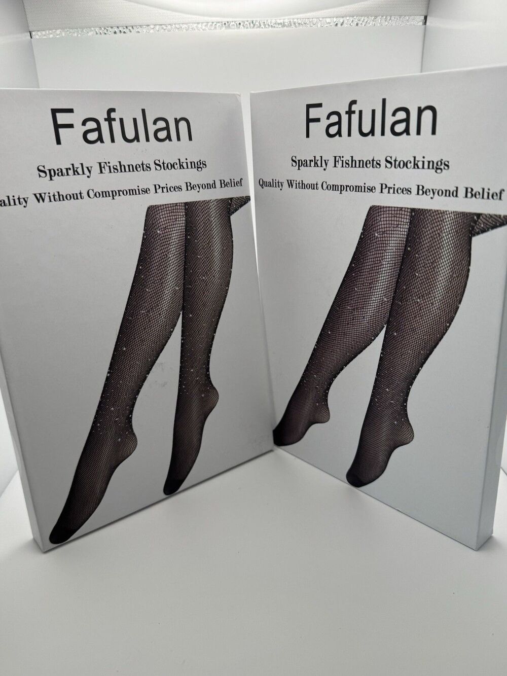 2pk Fafulan Sparkly Fishnet Stockings - Black